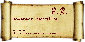 Hovanecz Radvány névjegykártya